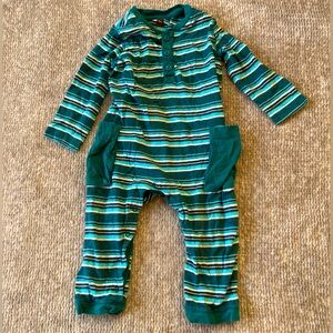 Tea Collection Striped One Piece Romper Coverall 9-12 Months Turquoise